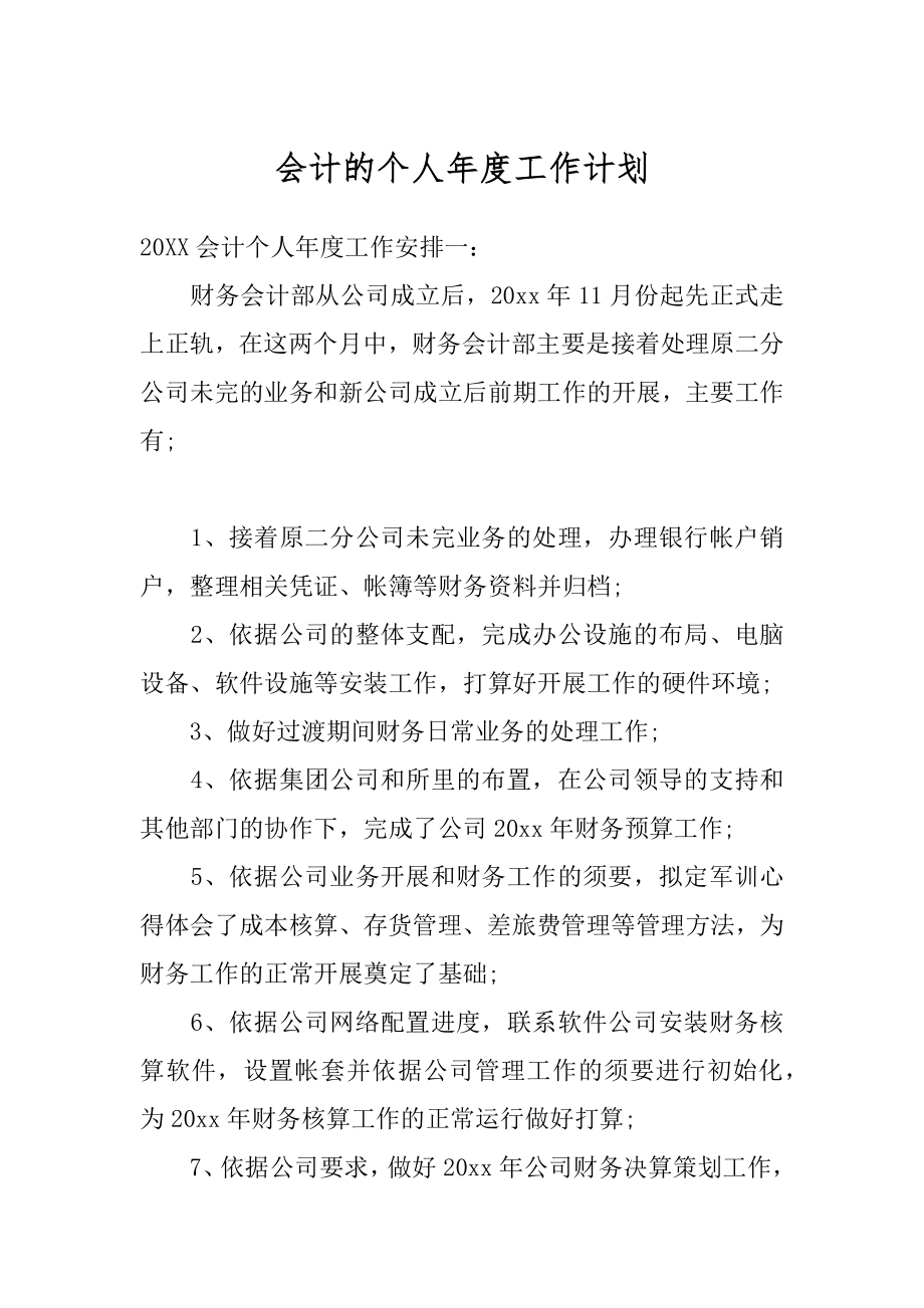 会计的个人年度工作计划范文.docx_第1页