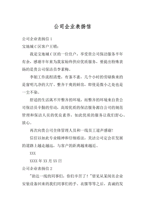 公司企业表扬信精编.docx