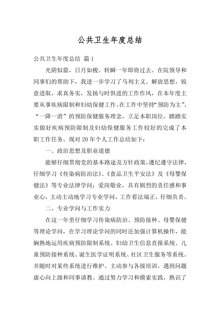 公共卫生年度总结范文.docx_第1页