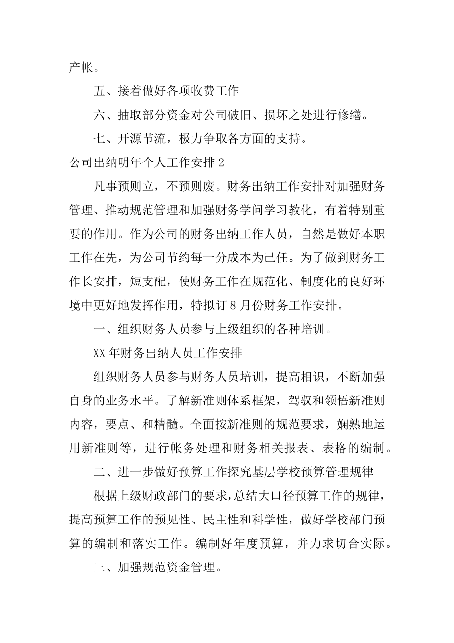 公司出纳明年个人工作计划精品.docx_第2页