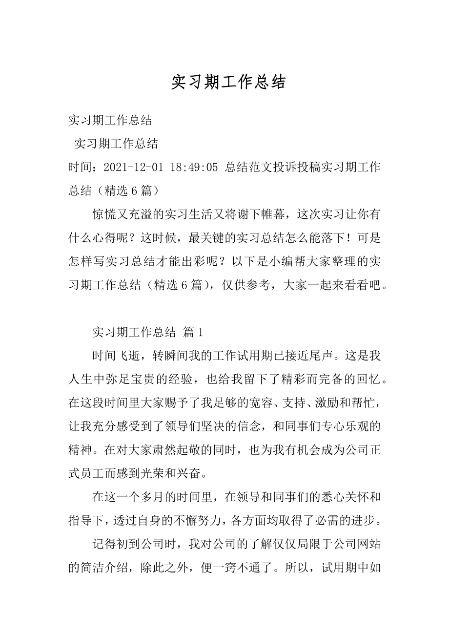 实习期工作总结精编.docx_第1页