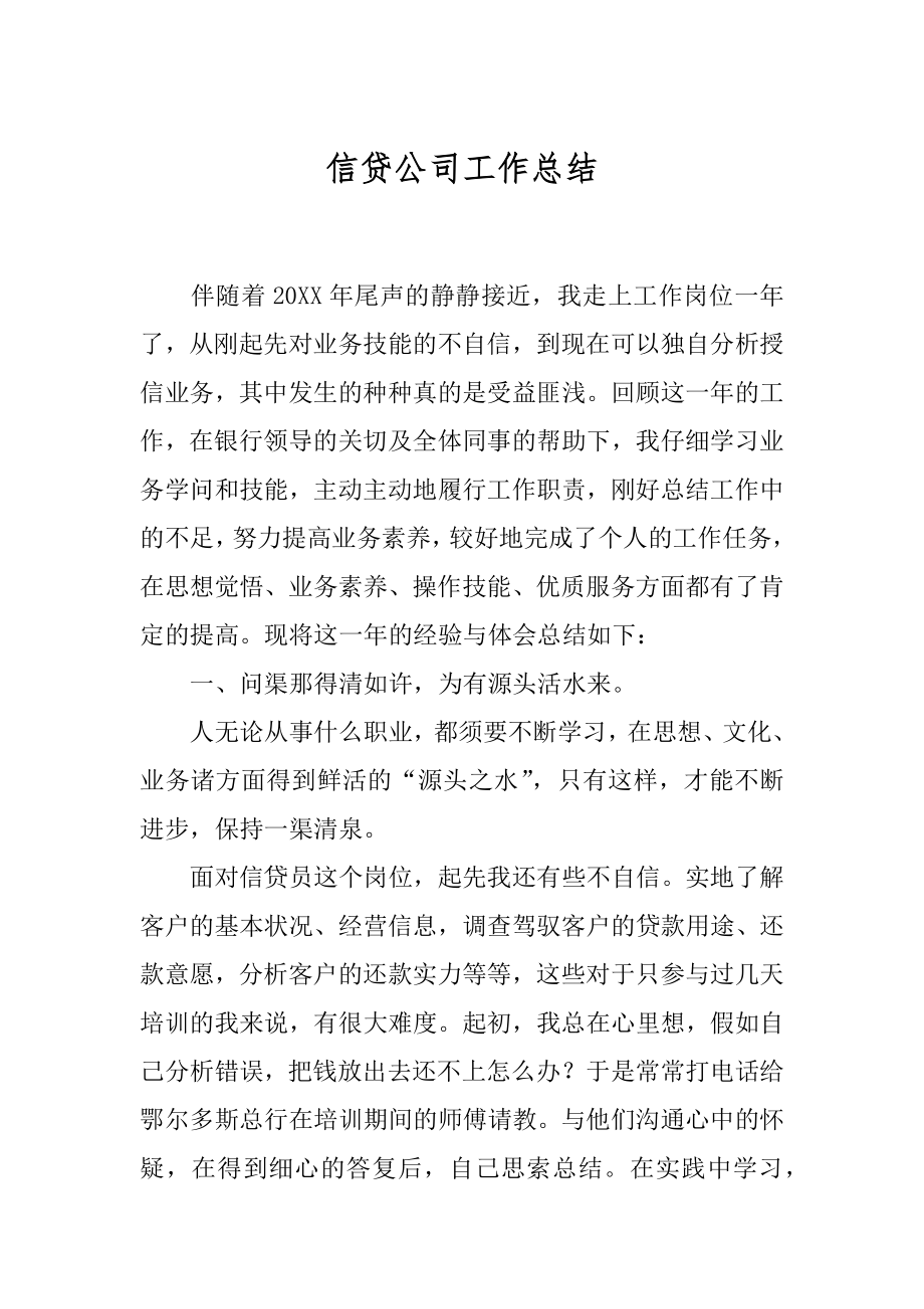 信贷公司工作总结精编.docx_第1页