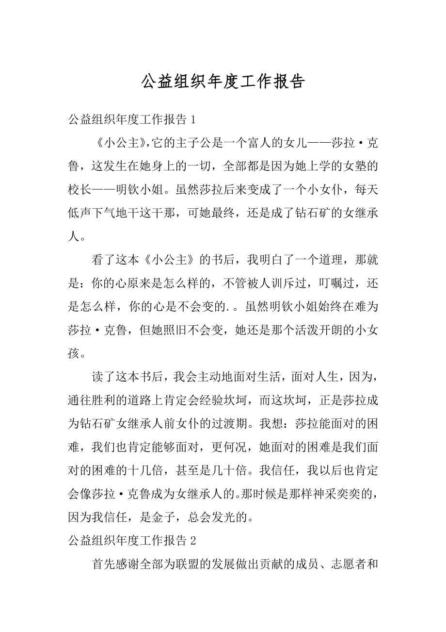 公益组织年度工作报告优质.docx_第1页