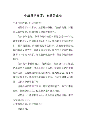 中班科学教案：有趣的磁铁汇总.docx