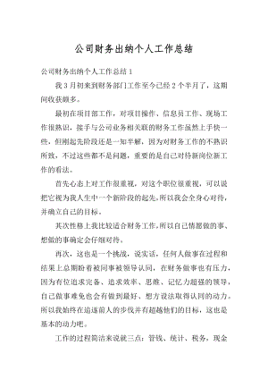 公司财务出纳个人工作总结汇编.docx