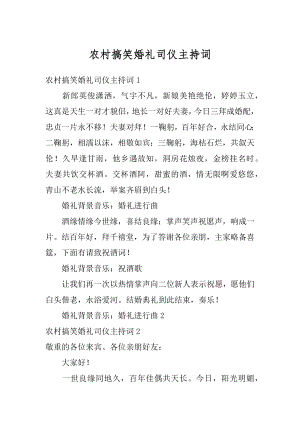 农村搞笑婚礼司仪主持词精选.docx