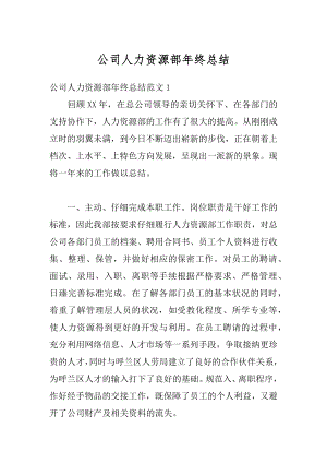 公司人力资源部年终总结精选.docx