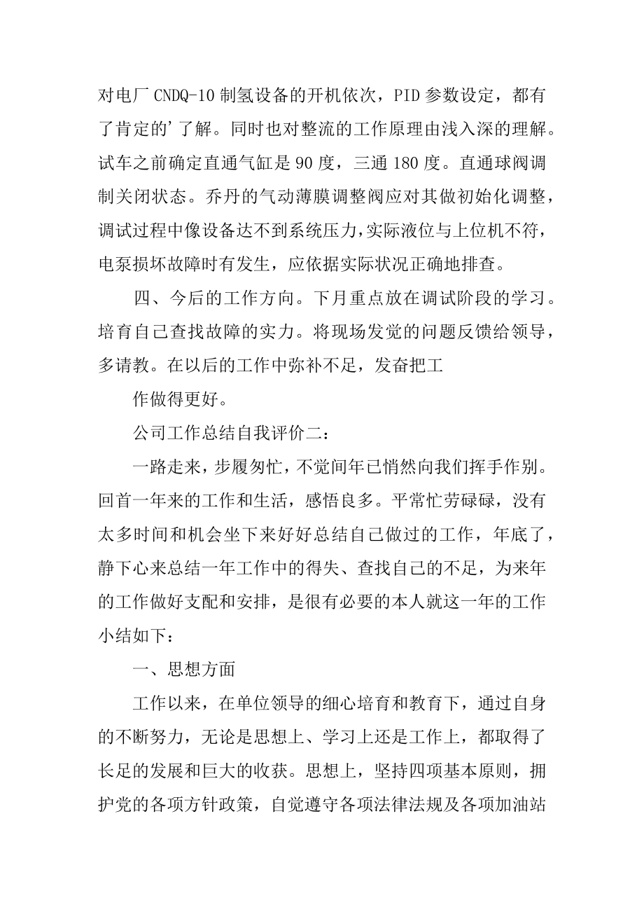 公司工作总结自我评价范文.docx_第2页