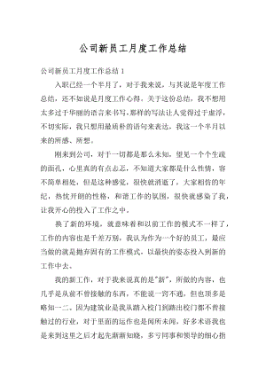 公司新员工月度工作总结例文.docx