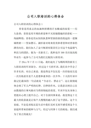 公司入职培训的心得体会优质.docx