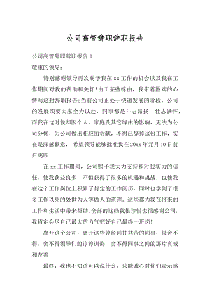 公司高管辞职辞职报告最新.docx