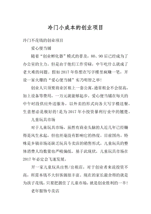 冷门小成本的创业项目优质.docx