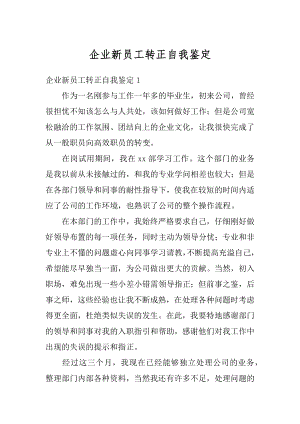 企业新员工转正自我鉴定例文.docx