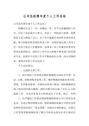 公司总经理年度个人工作总结汇编.docx