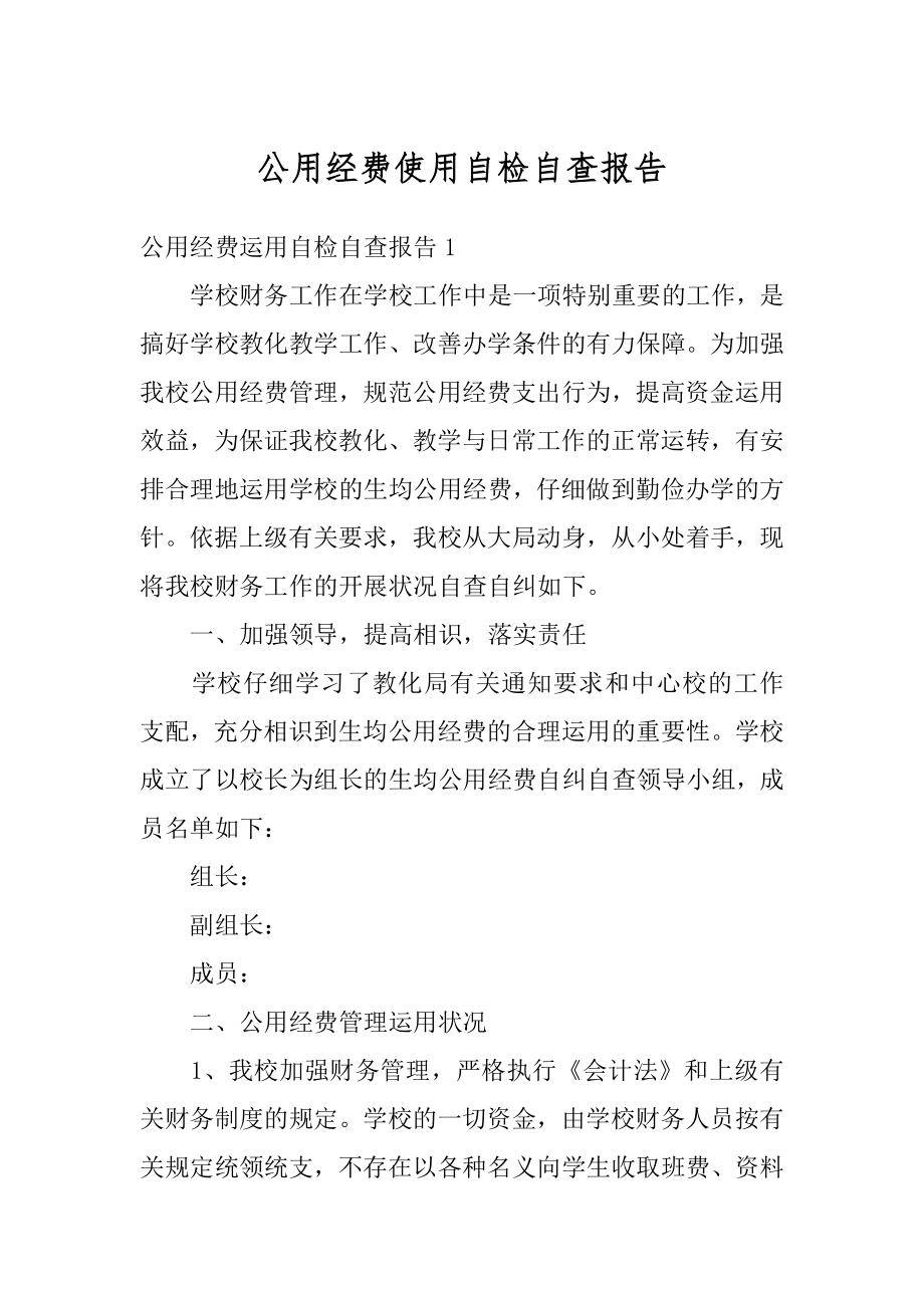 公用经费使用自检自查报告汇编.docx_第1页