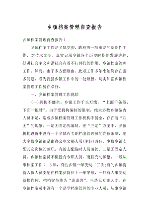 乡镇档案管理自查报告例文.docx