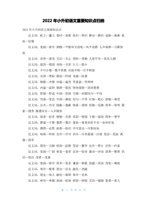 2022年小升初语文重要知识点归纳.pdf
