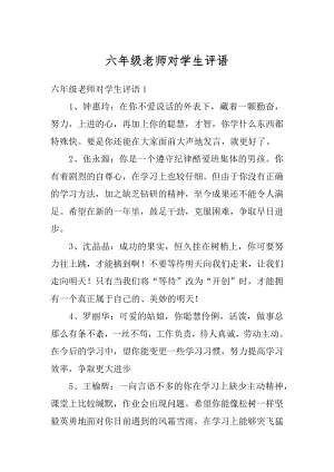 六年级老师对学生评语例文.docx