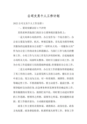 公司文员个人工作计划精选.docx