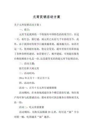 元宵促销活动方案精选.docx