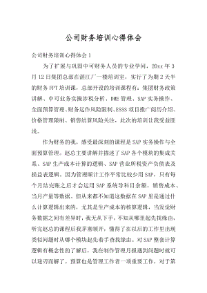 公司财务培训心得体会精编.docx