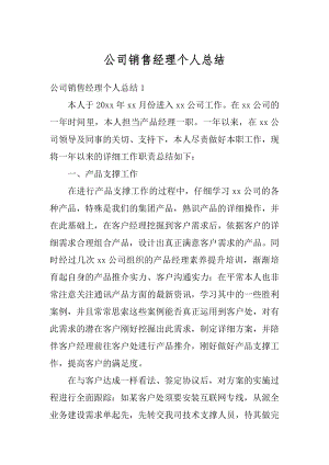 公司销售经理个人总结精编.docx