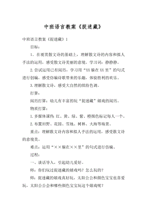 中班语言教案《捉迷藏》范文.docx