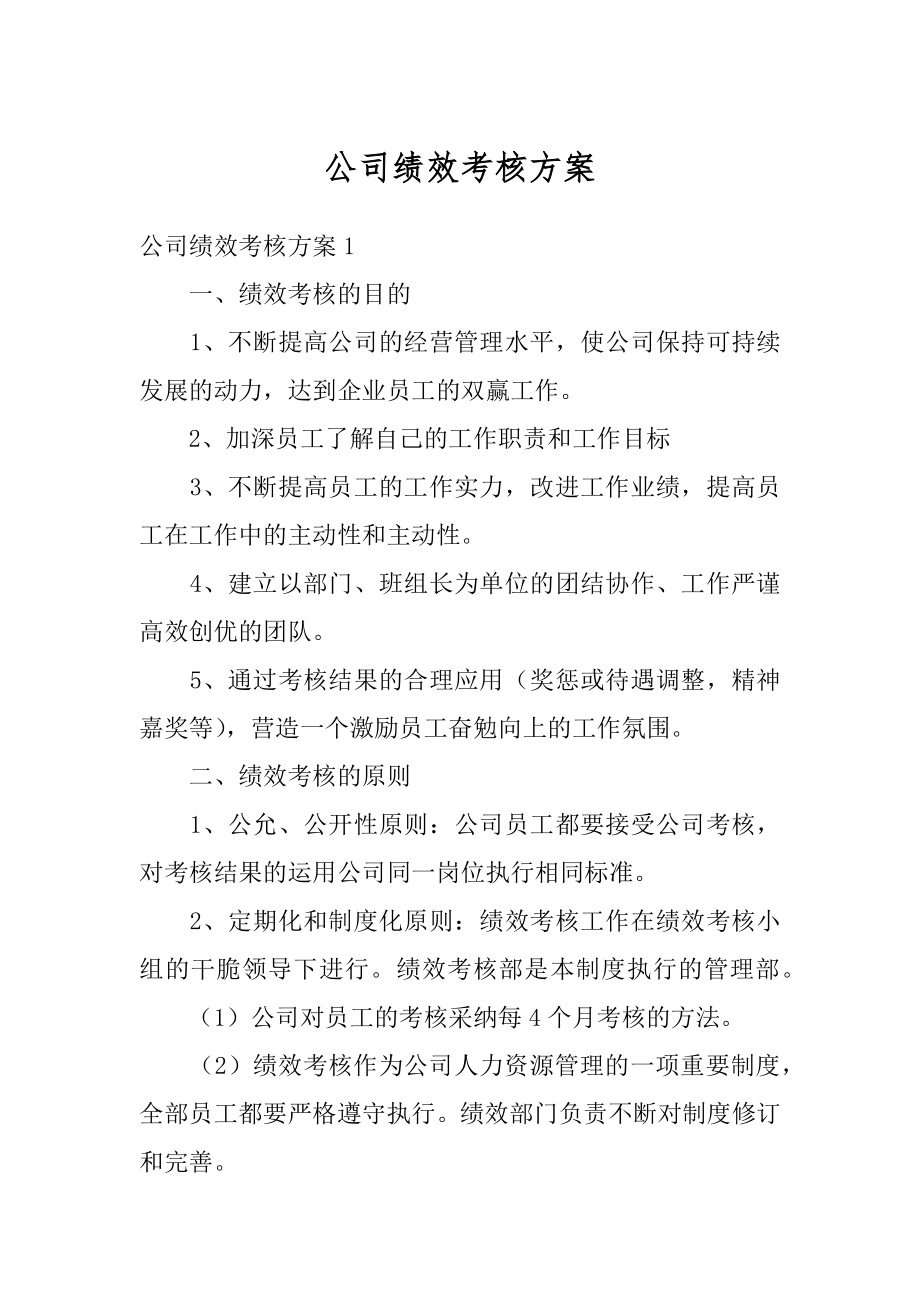 公司绩效考核方案精选.docx_第1页