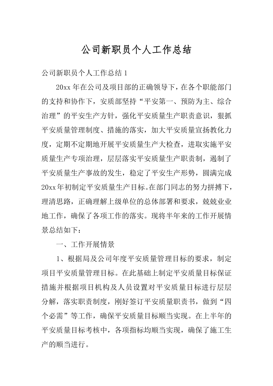 公司新职员个人工作总结例文.docx_第1页