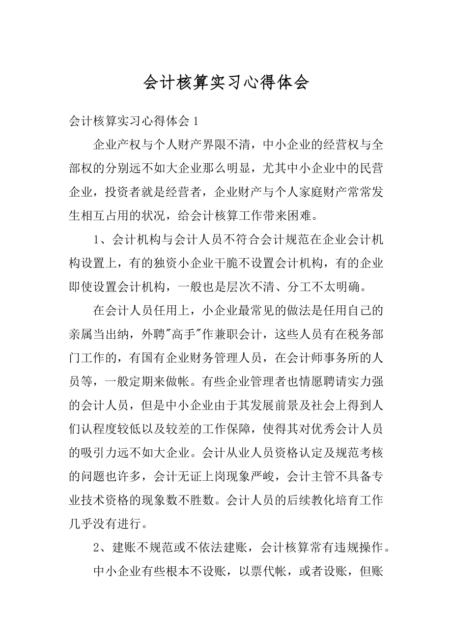 会计核算实习心得体会优质.docx_第1页