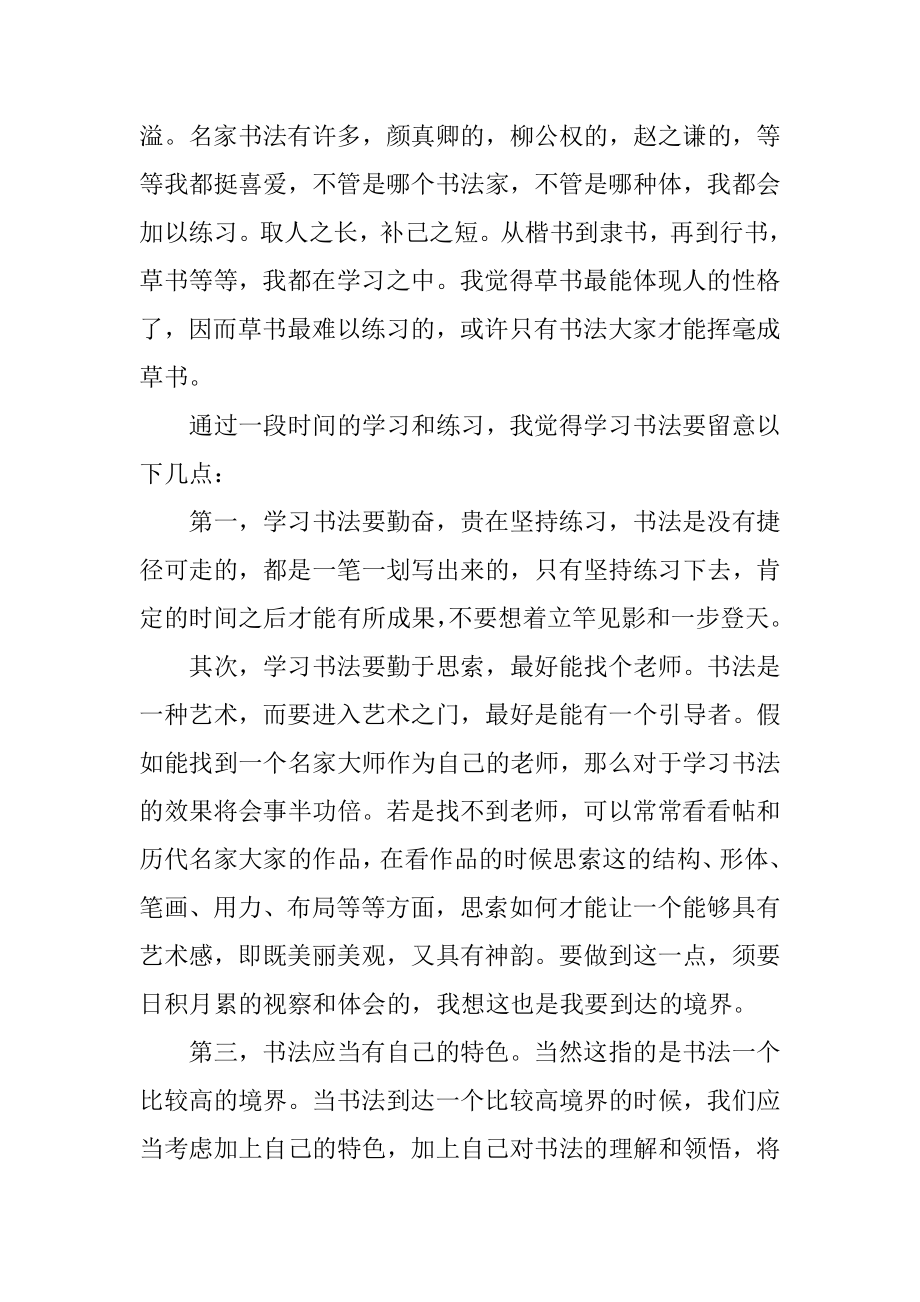 书法学习心得例文.docx_第2页