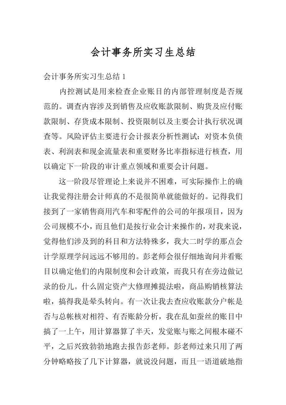 会计事务所实习生总结范例.docx_第1页