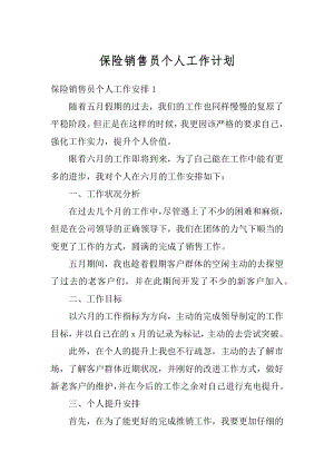 保险销售员个人工作计划精编.docx