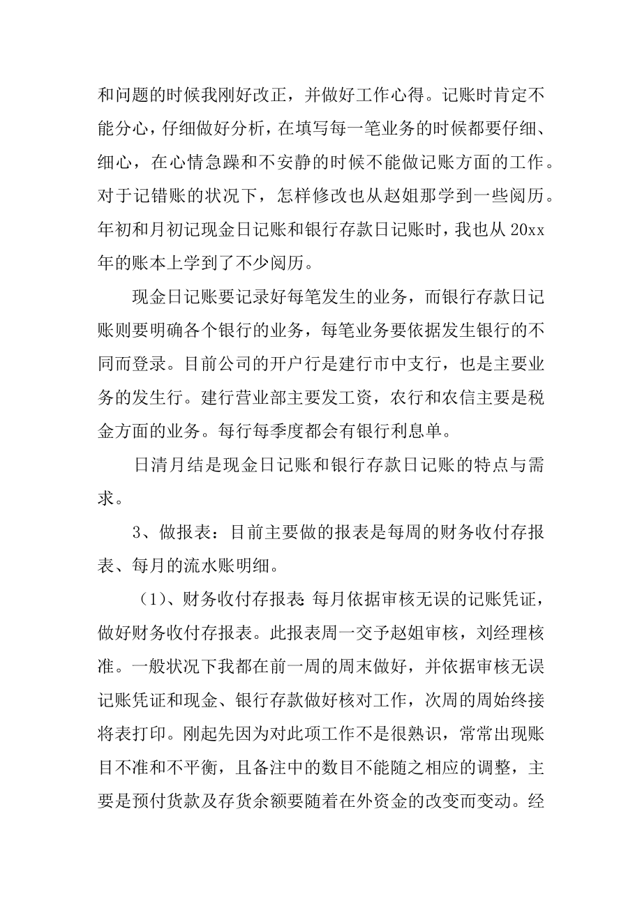 企业出纳试用期转正个人工作总结范本.docx_第2页