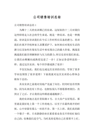 公司销售培训总结精品.docx