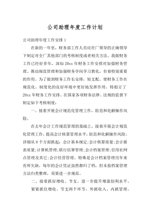 公司助理年度工作计划范本.docx