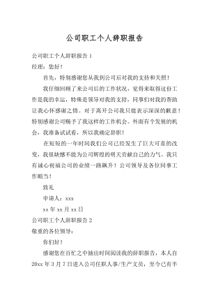 公司职工个人辞职报告精品.docx