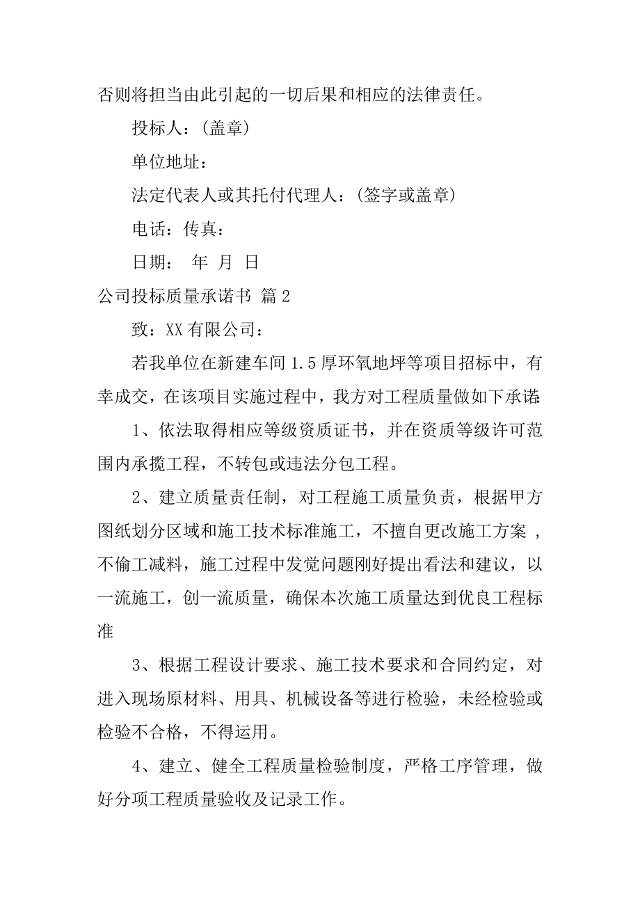 公司投标质量承诺书范本.docx_第2页