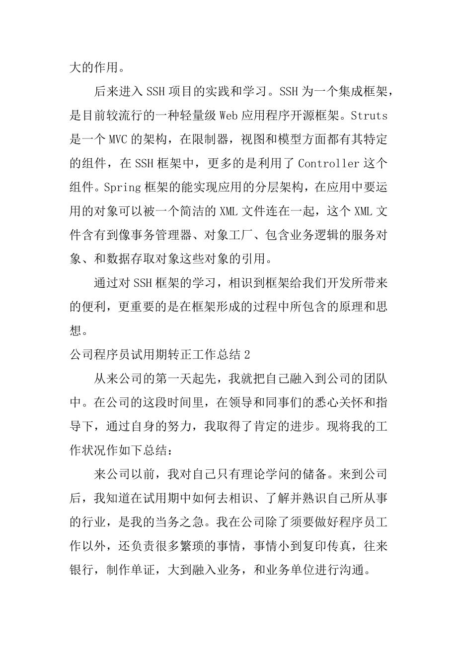 公司程序员试用期转正工作总结汇编.docx_第2页