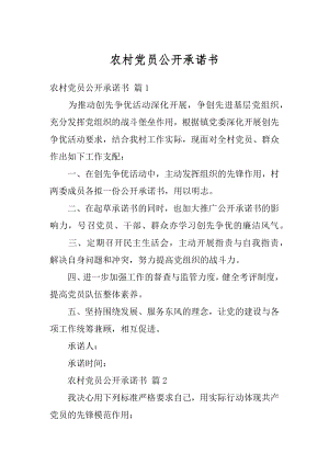 农村党员公开承诺书汇编.docx