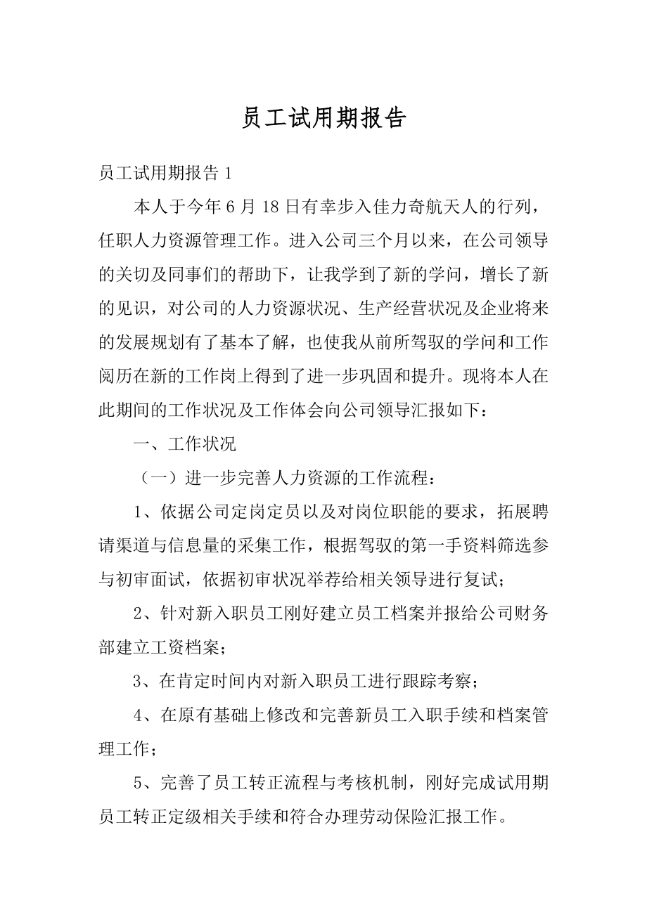 员工试用期报告优质.docx_第1页