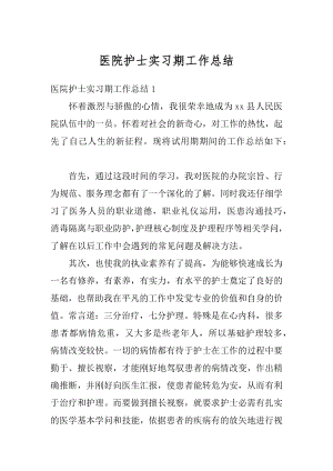 医院护士实习期工作总结范例.docx