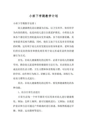 小班下学期教学计划精编.docx