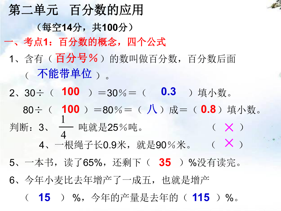 最新北师大版六年级上册数学第二单元百分数的应用常考题型练习PPT课件.ppt_第2页