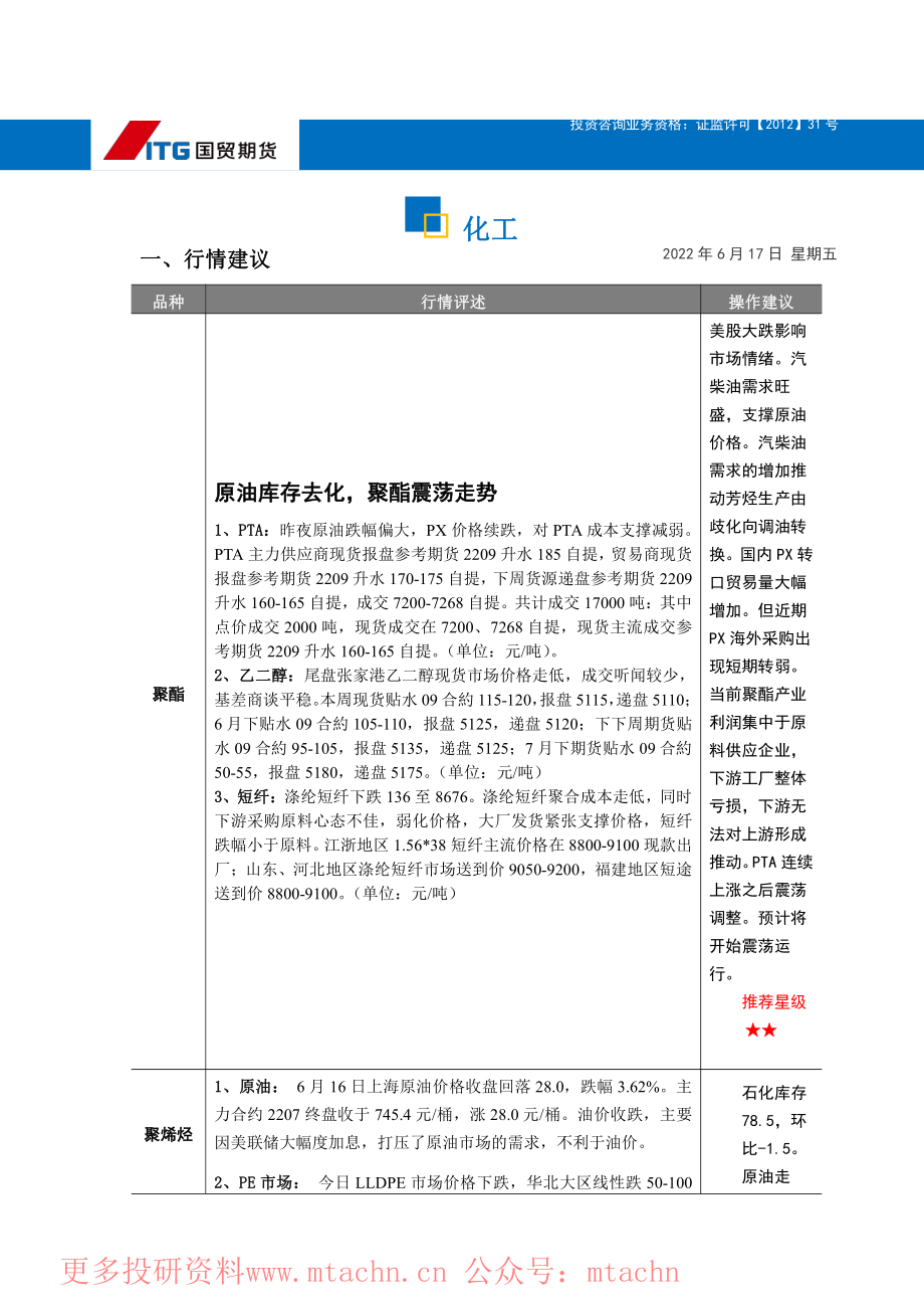 20220617-国贸期货-化工·投研日报.pdf_第1页