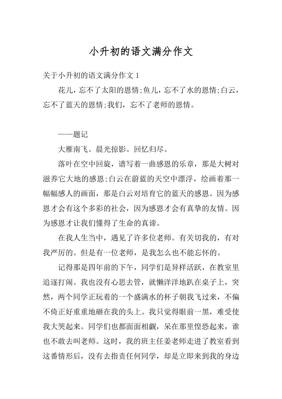 小升初的语文满分作文精编.docx_第1页