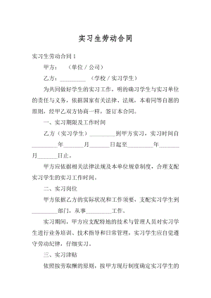 实习生劳动合同范文.docx