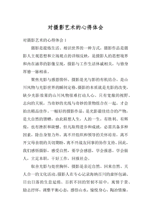 对摄影艺术的心得体会精品.docx