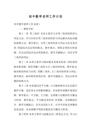 初中数学老师工作计划精品.docx