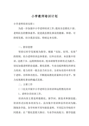 小学教师培训计划精编.docx